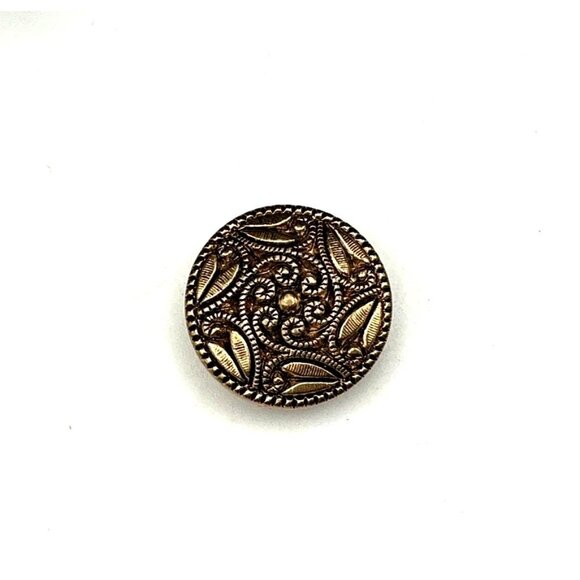 Vintage Gold-Toned Paisley Patterned Shank Button - Picture 2 of 5
